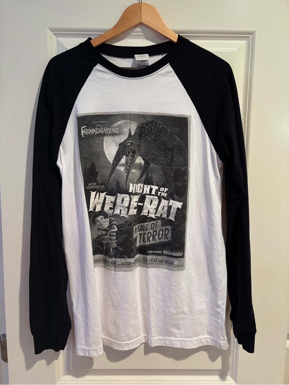 Disney Store Frankenweenie Night of the Were-Rat Raglan Shirt M Tim Burton 2012